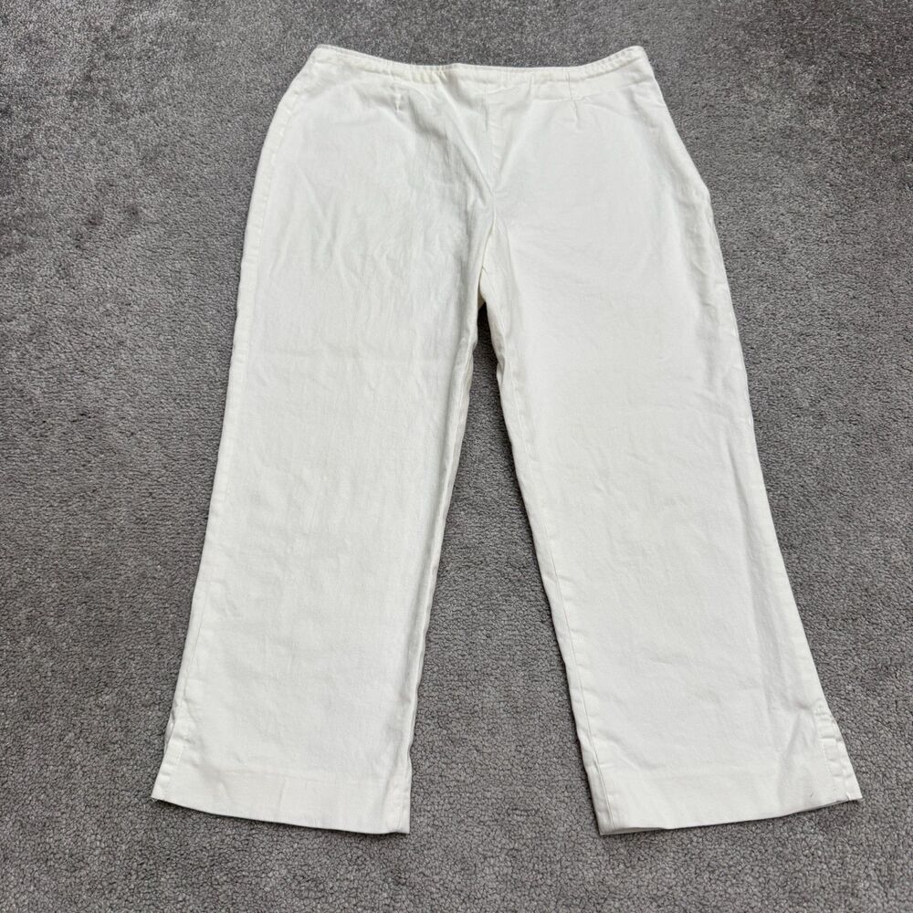 Trucco Cotton Straight Cropped Ankle Pants Womens 12/44 White High Rise Casual